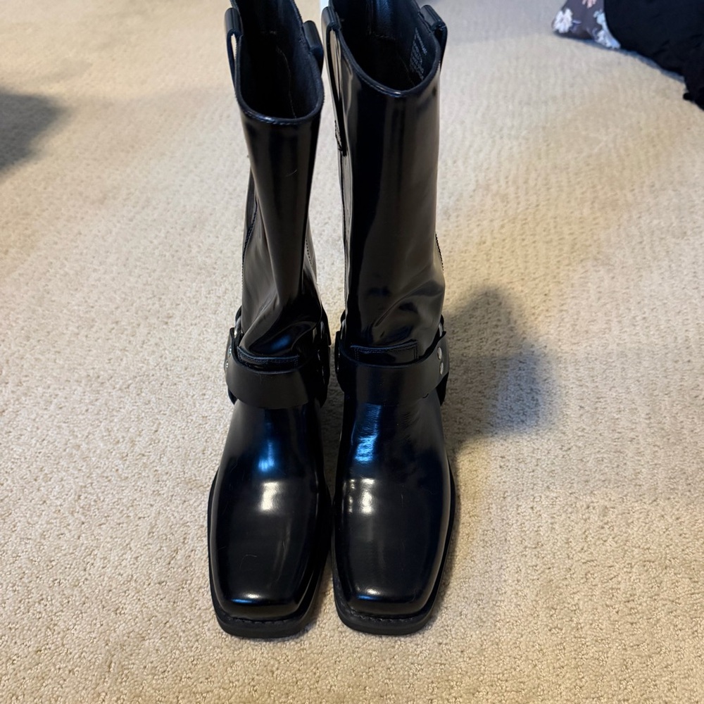 Steve Madden Black Leather Rhoda Boots size 7 - Picture 3 of 8